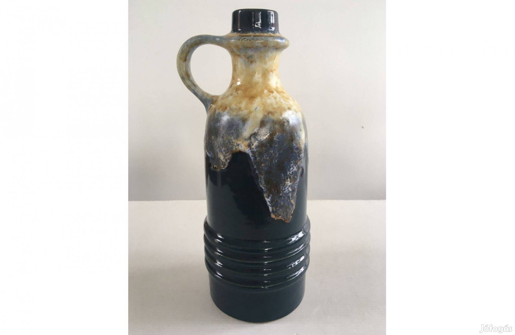 Retro, német, mid-century, VEB Haldensleben égetett mázas