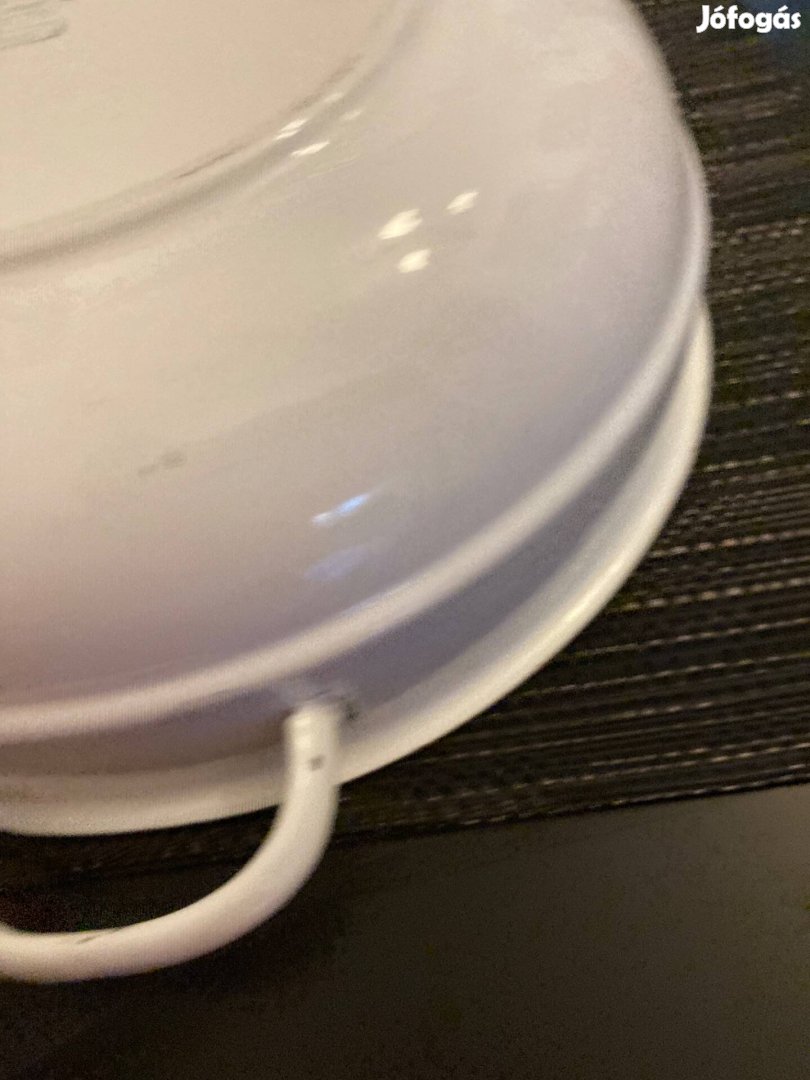 Retro, régi budafoki zománcozott két füles vájling, tál!