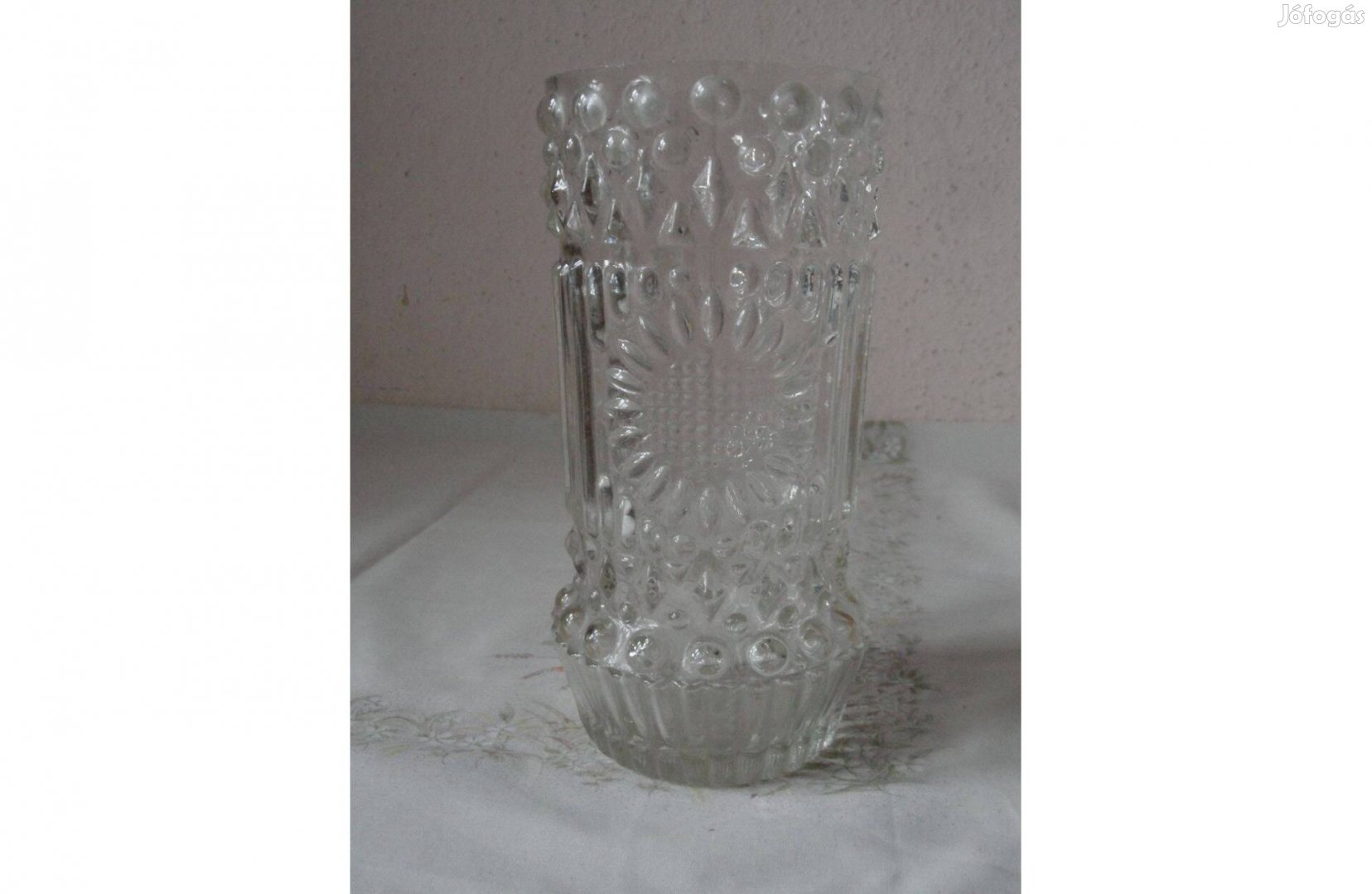 Retro, régi bütykös üveg váza