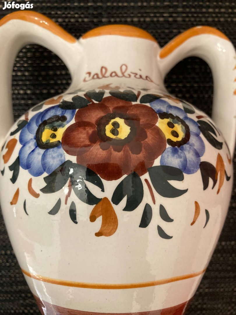 Retro, régi olasz Calabria feliratos két füles kerámia váza