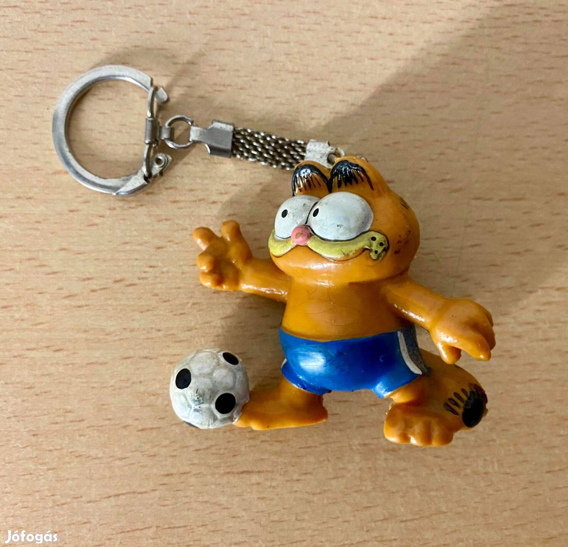 Retró, tömörgumi Garfield kulcstartó (5 cm. magas)