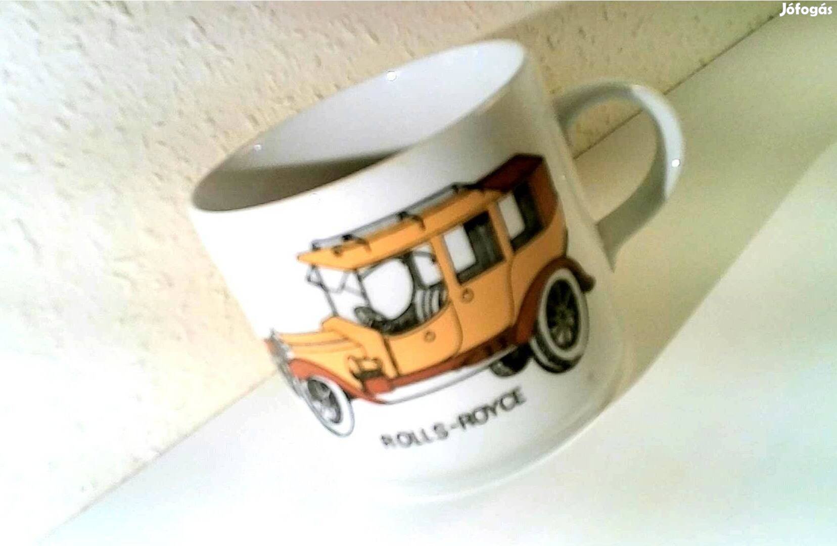 Retro alföldi porcelán veterán autós bögre, gyűjteménybe!