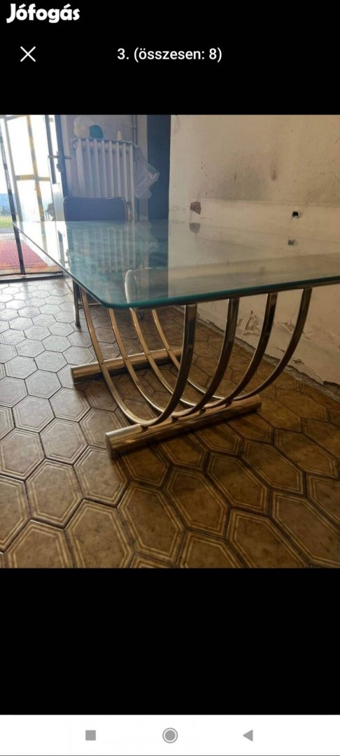 Retro arany üveg asztal jó