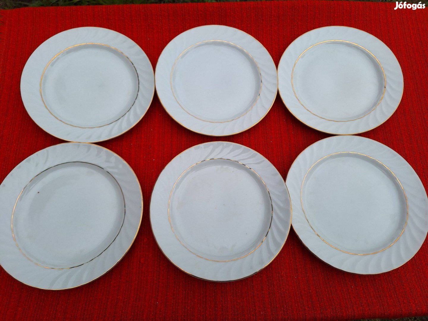 Retró bolgár porcelán süteményes tányérok 6 db