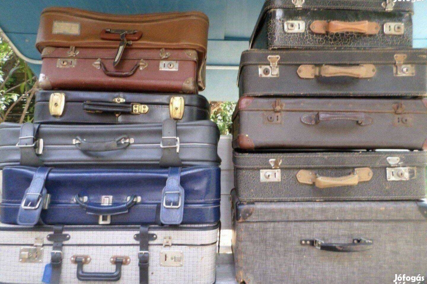 Retro bőrönd utazó koffer többféle 12 db