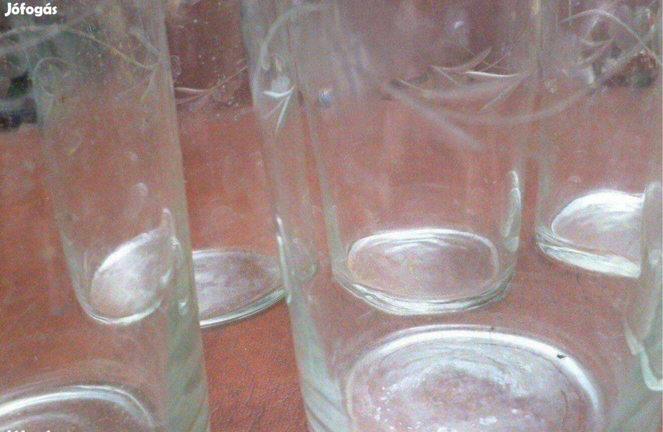 Retro csiszolt üveg pohár 6 db