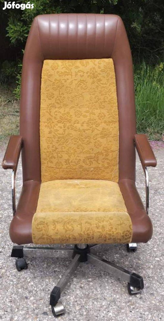 Retro design fém, műbőr kárpitos forgó, irodai szék