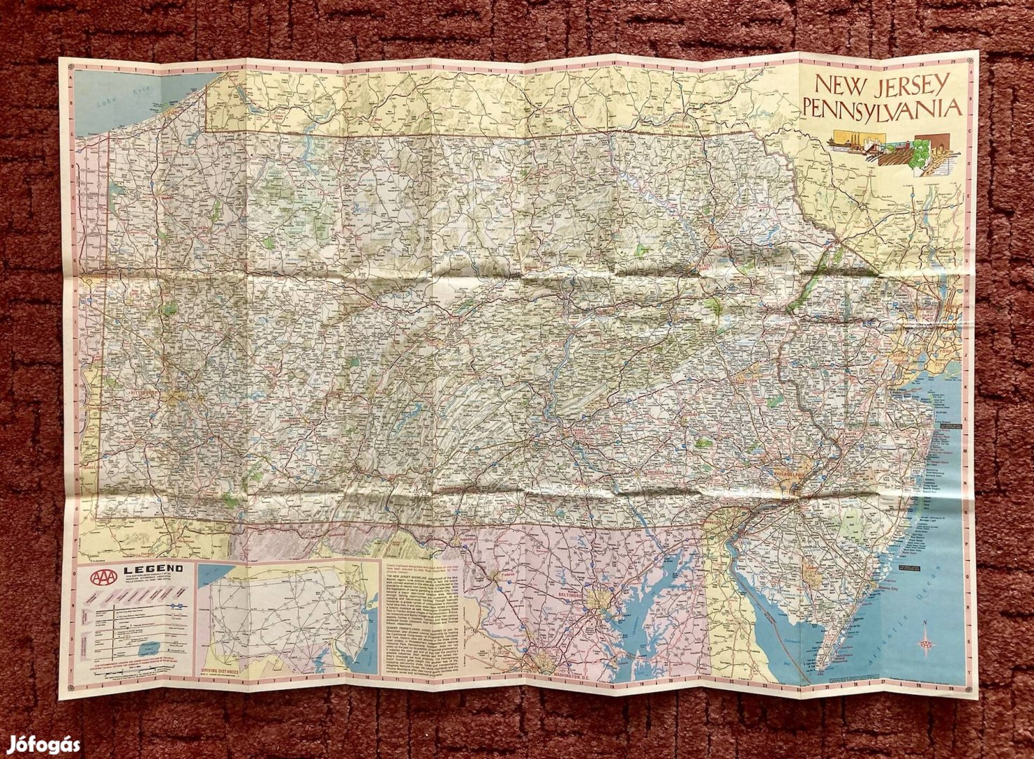 Retró érdekesség! New Jersey / Pennsylvania autós térkép