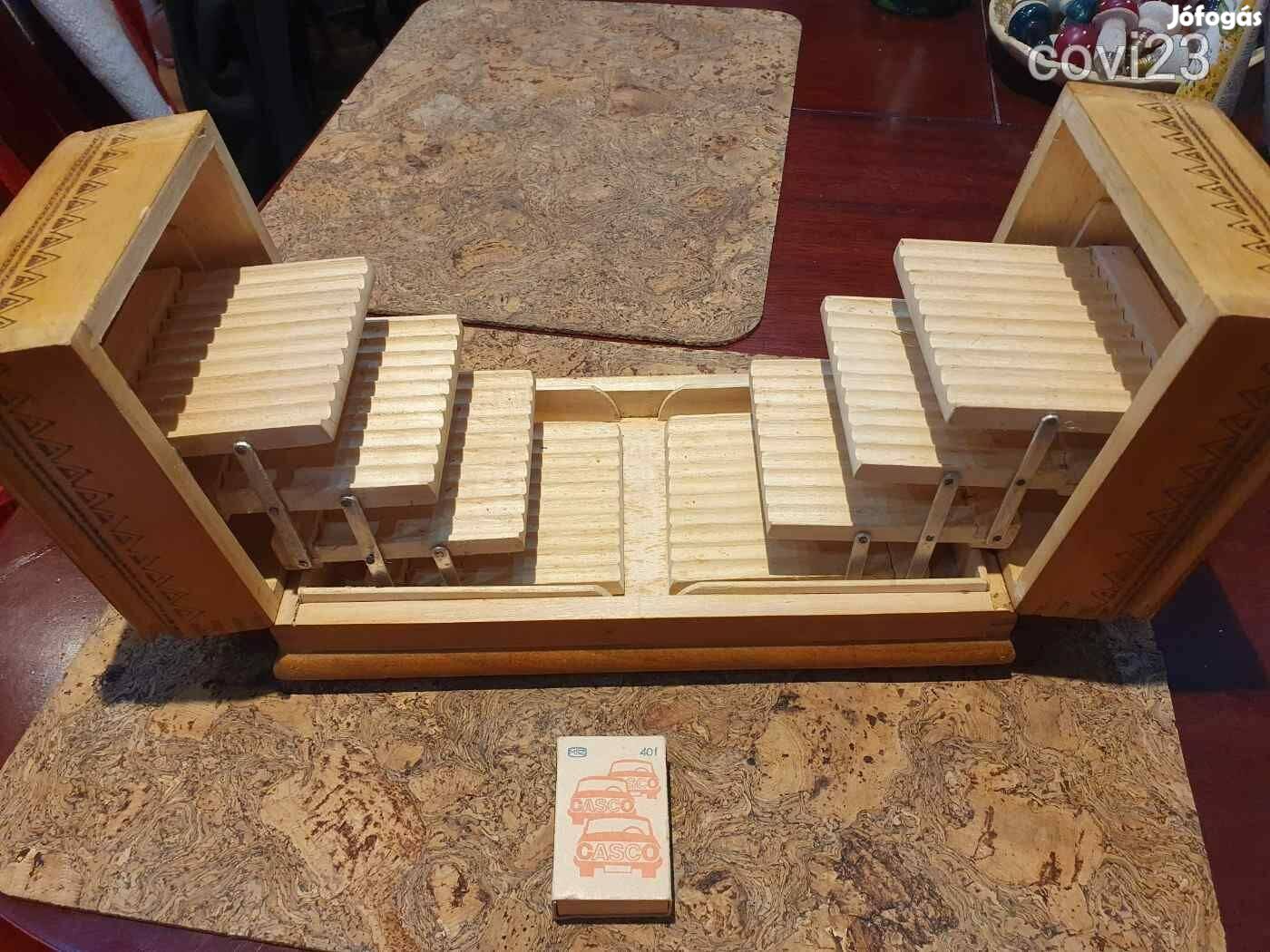 Retro fa cigarettatartó kínáló szocreál kádár dohány