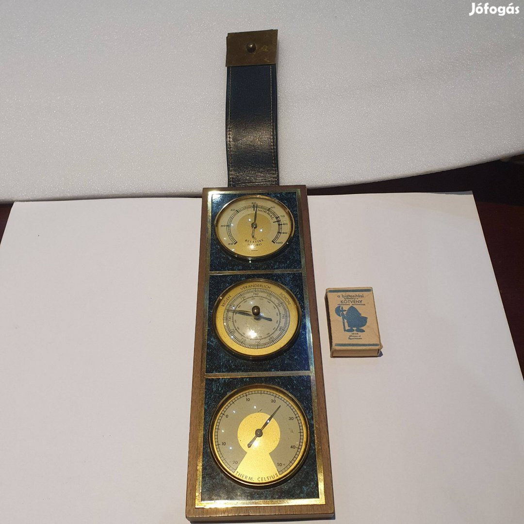 Retro fa és bőr nagyméretű masszív igényes időjárás állomás