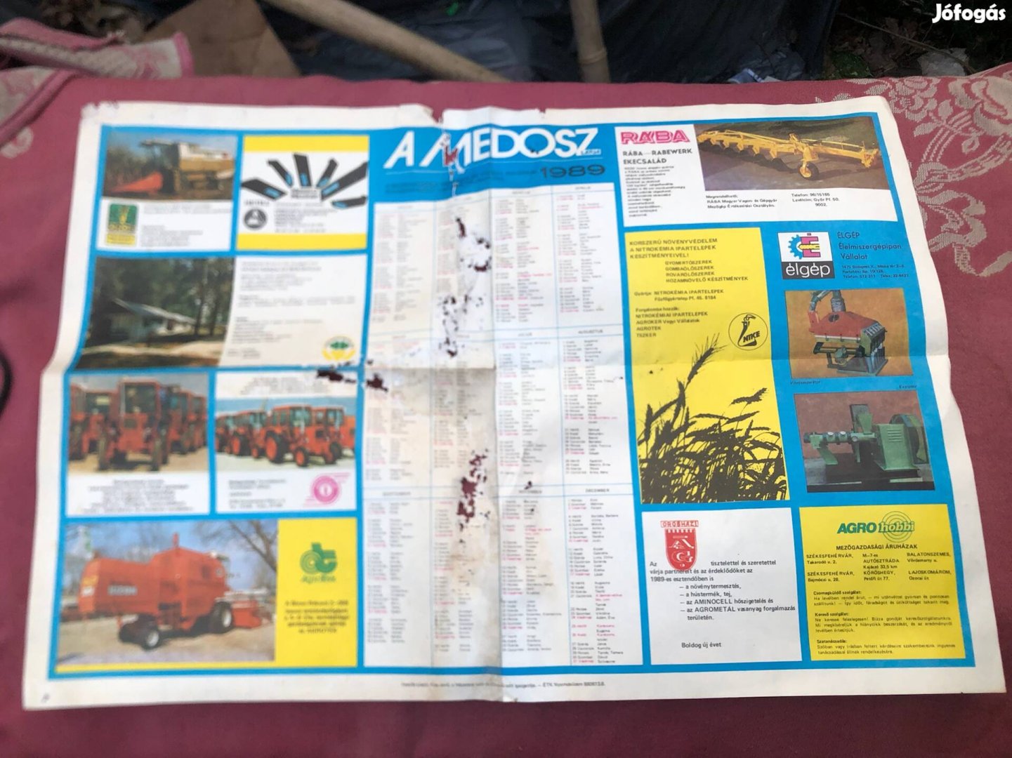 Retró falinaptár ,A medizz 1989 naptár sérült 1000 Ft