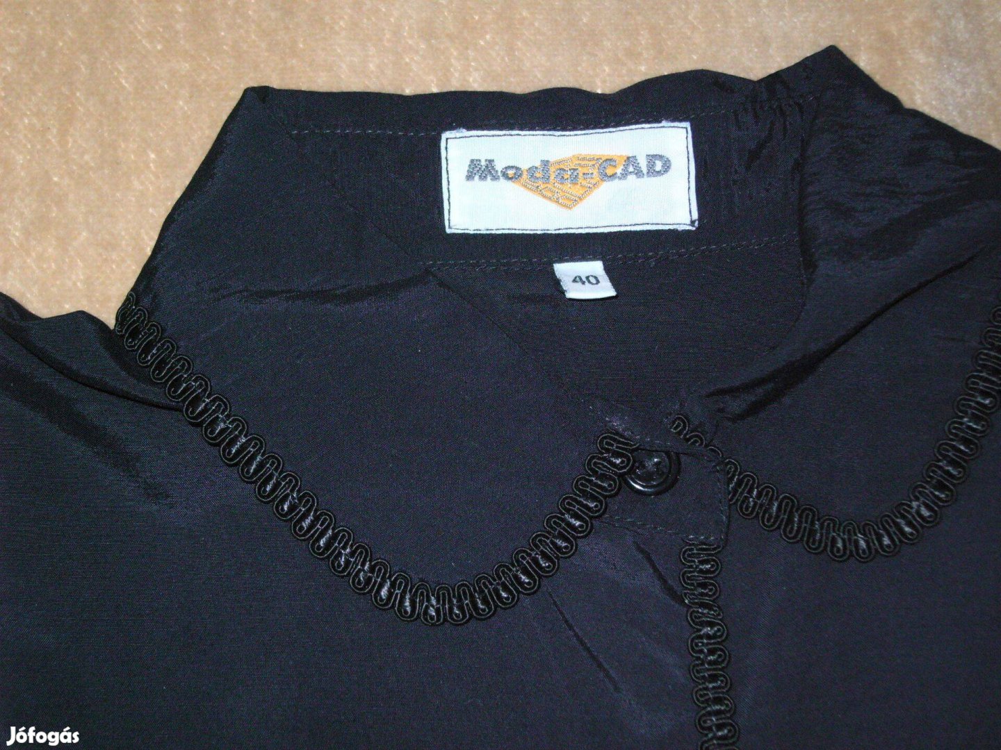 Retró fekete női ing, Modu Cad pamutselyem 40-es nem gyűrődő női blúz