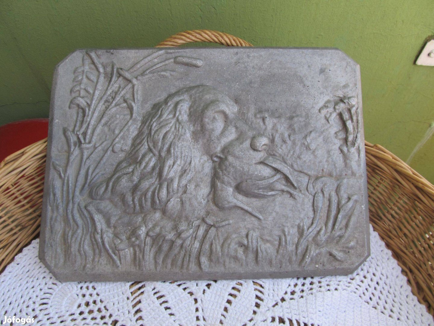 Retro fém öntvény kép -Vadászkutya