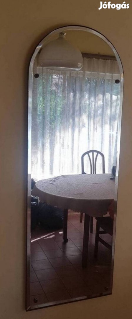 Retro fozolt nagyméretű fa keretes tükör 150x52 cm