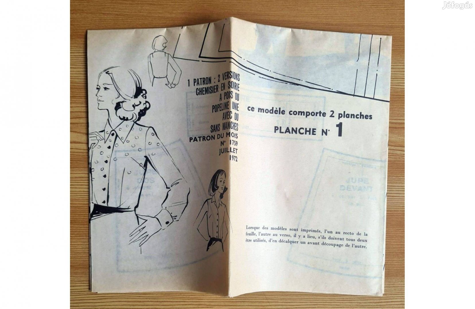 Retro francia szabásminta - 2 versions chemisier - 2