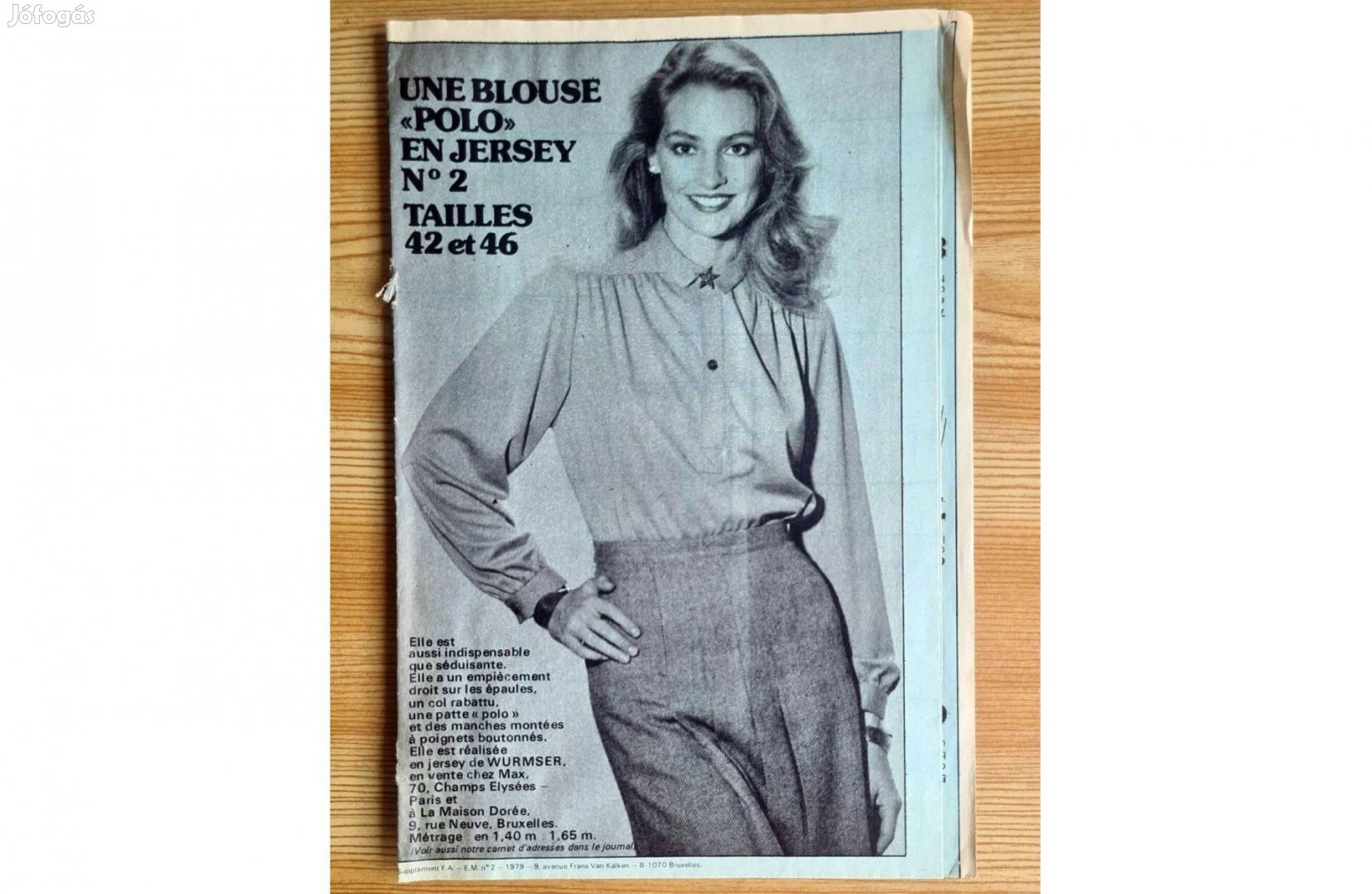 Retro francia szabásminta - une blouse en jersey - jersey