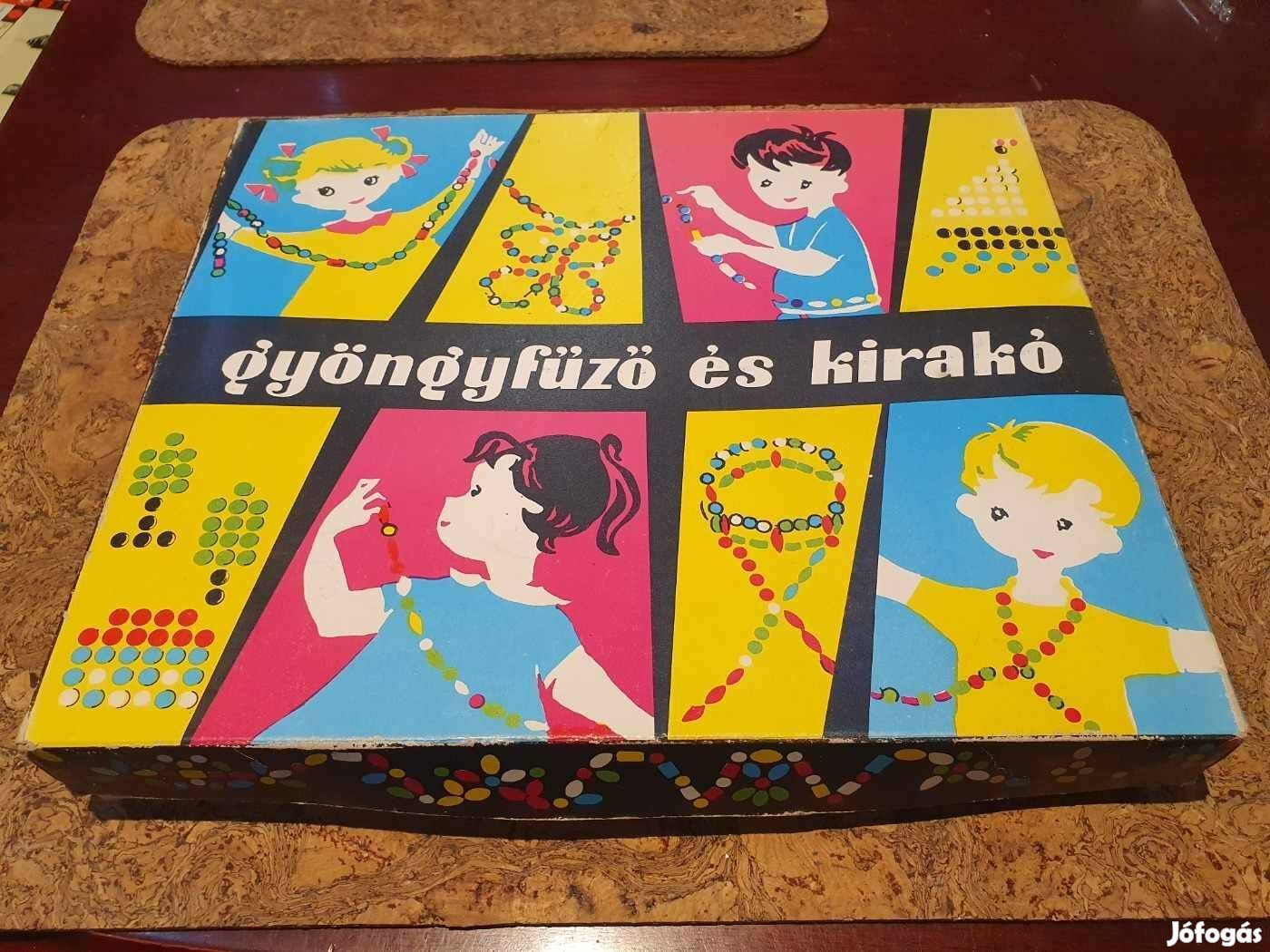 Retro gyöngyfűző és kirakó kreatív társasjáték szocreál kádár triál
