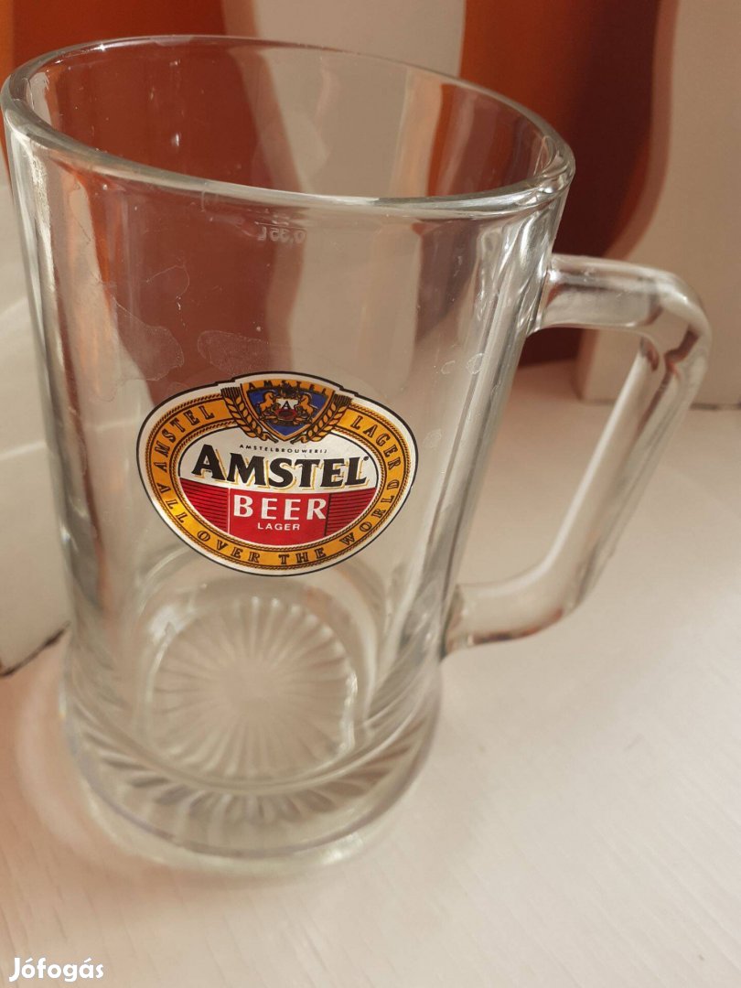 Retro hibátlan Amstel sörös korsó 0,5 l-es