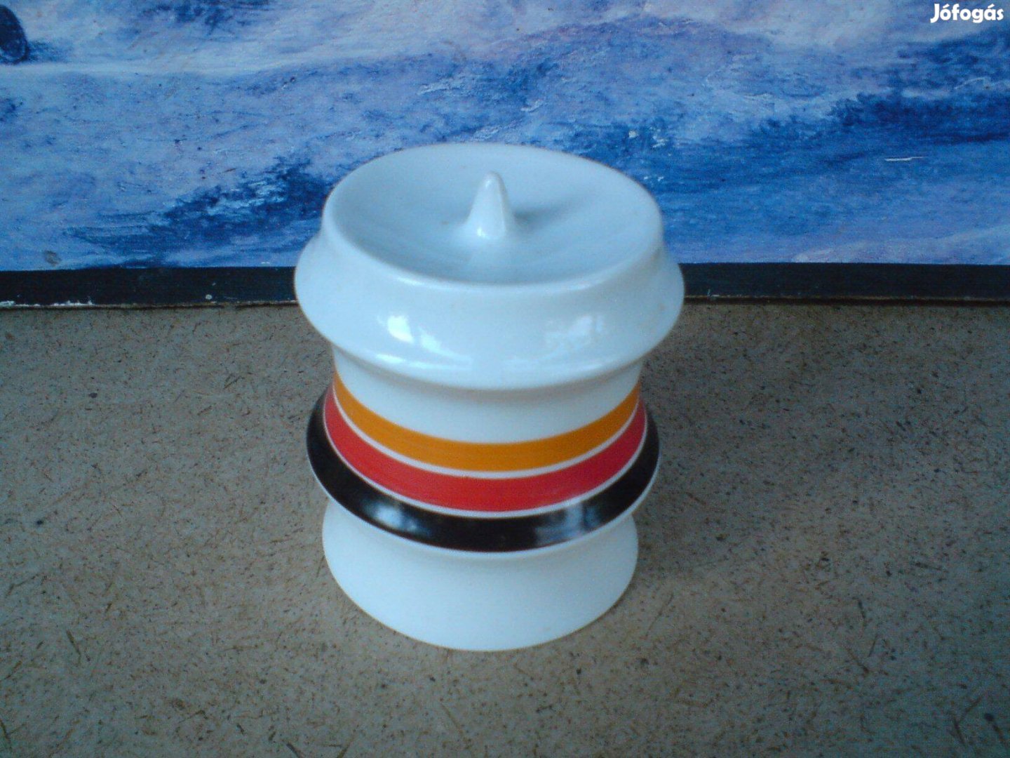 Retró hollóházi csíkos gyertyatartó