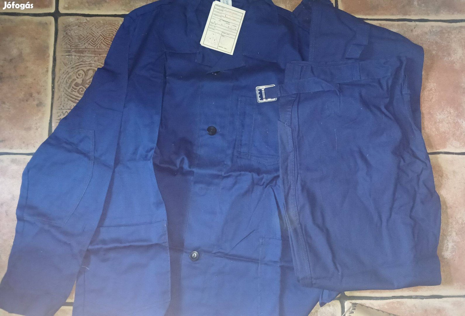 Retró indigókék munkás ruha kabátnadrág kalocsai gyártás