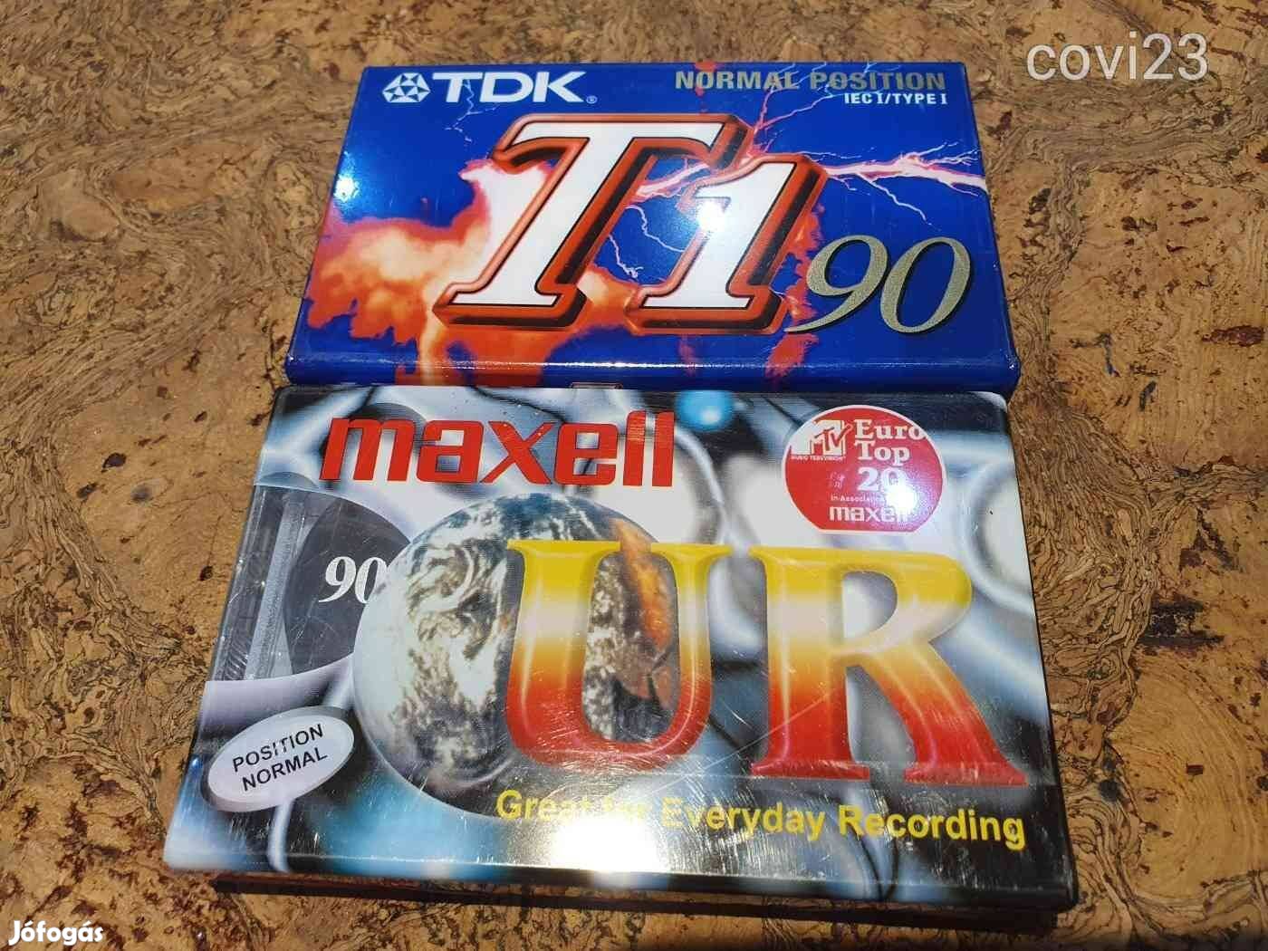 Retro japán TDK T1 és Maxell UR együttes magnó kazettái bontatlan