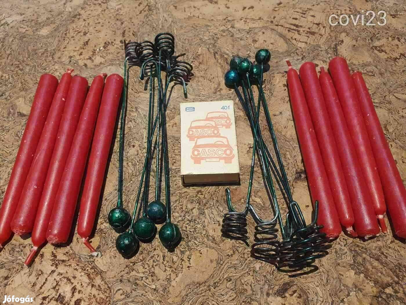 Retro karácsonyfára akasztható ólomgolyós gyertyatartók