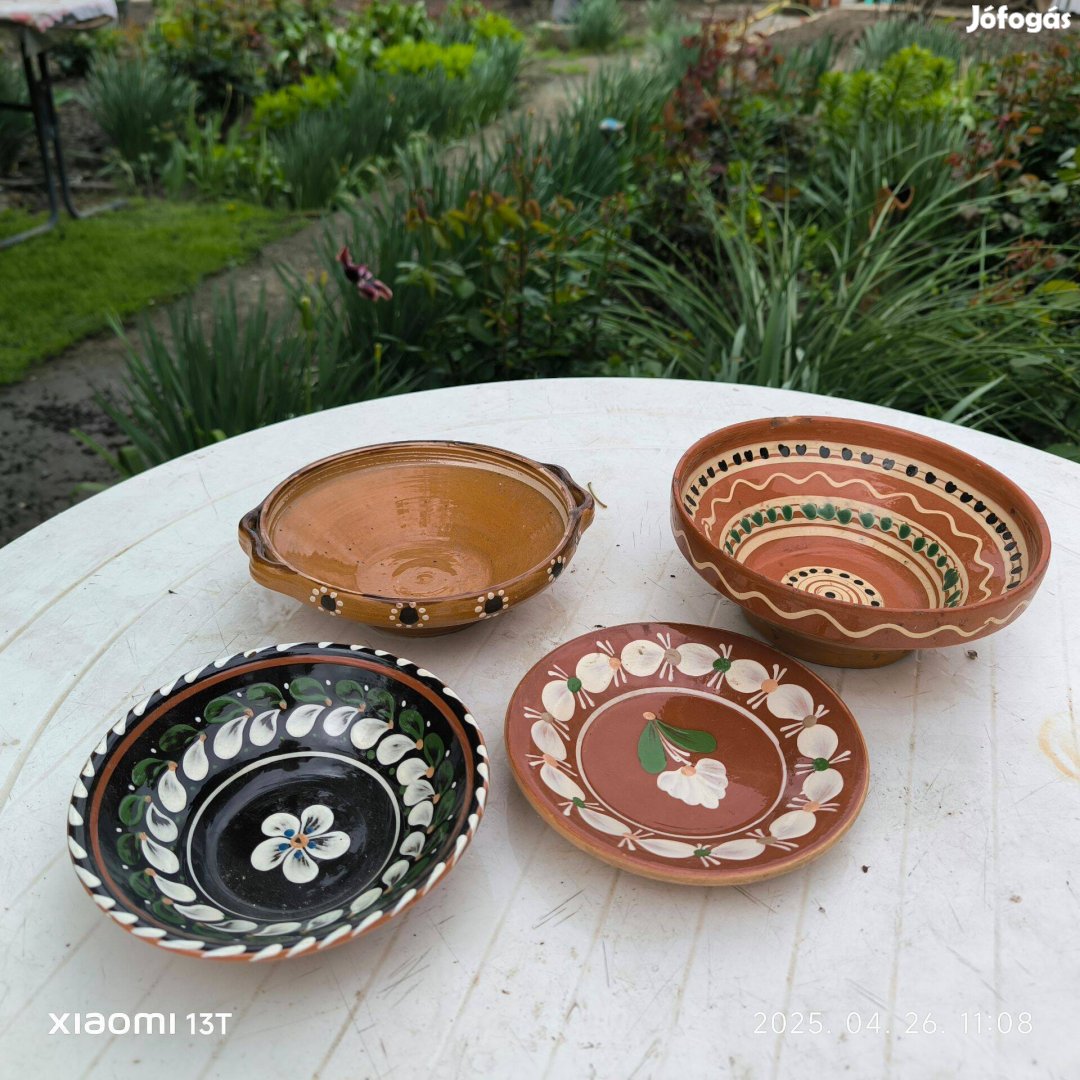Retro kerámia mázas, festett tányér,tál falidisz Sárospataki eladó! 4