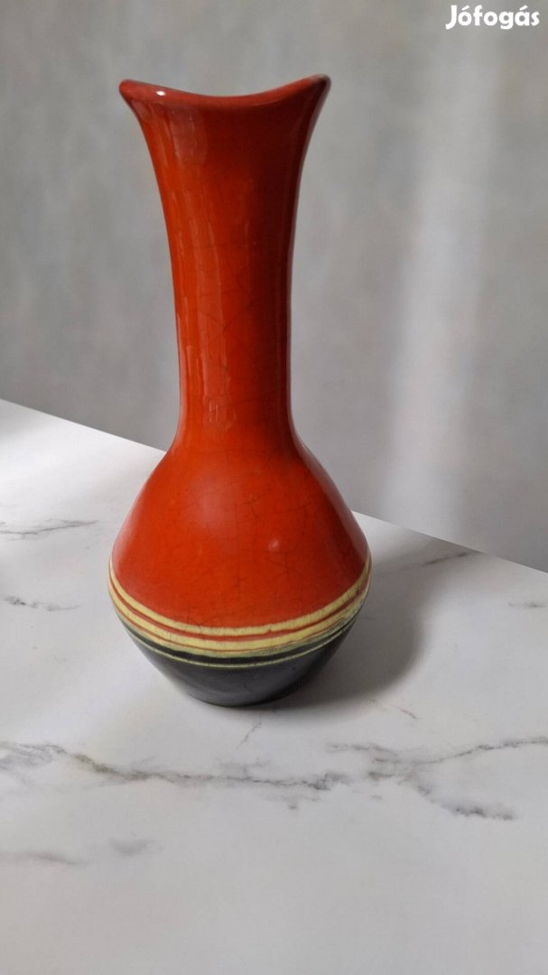 Retró kezműves kerámia váza