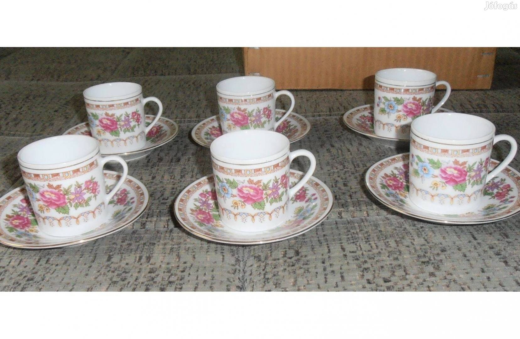 Retro kínai porcelán kávéskészlet 6 személyes