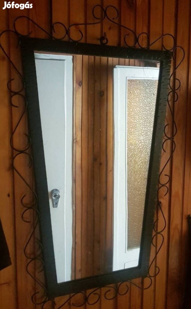 Retro kovácsolt jellegű vas tükör 54x36x85 cm
