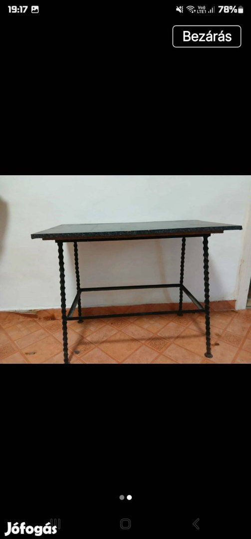 Retro kovácsoltvas asztal