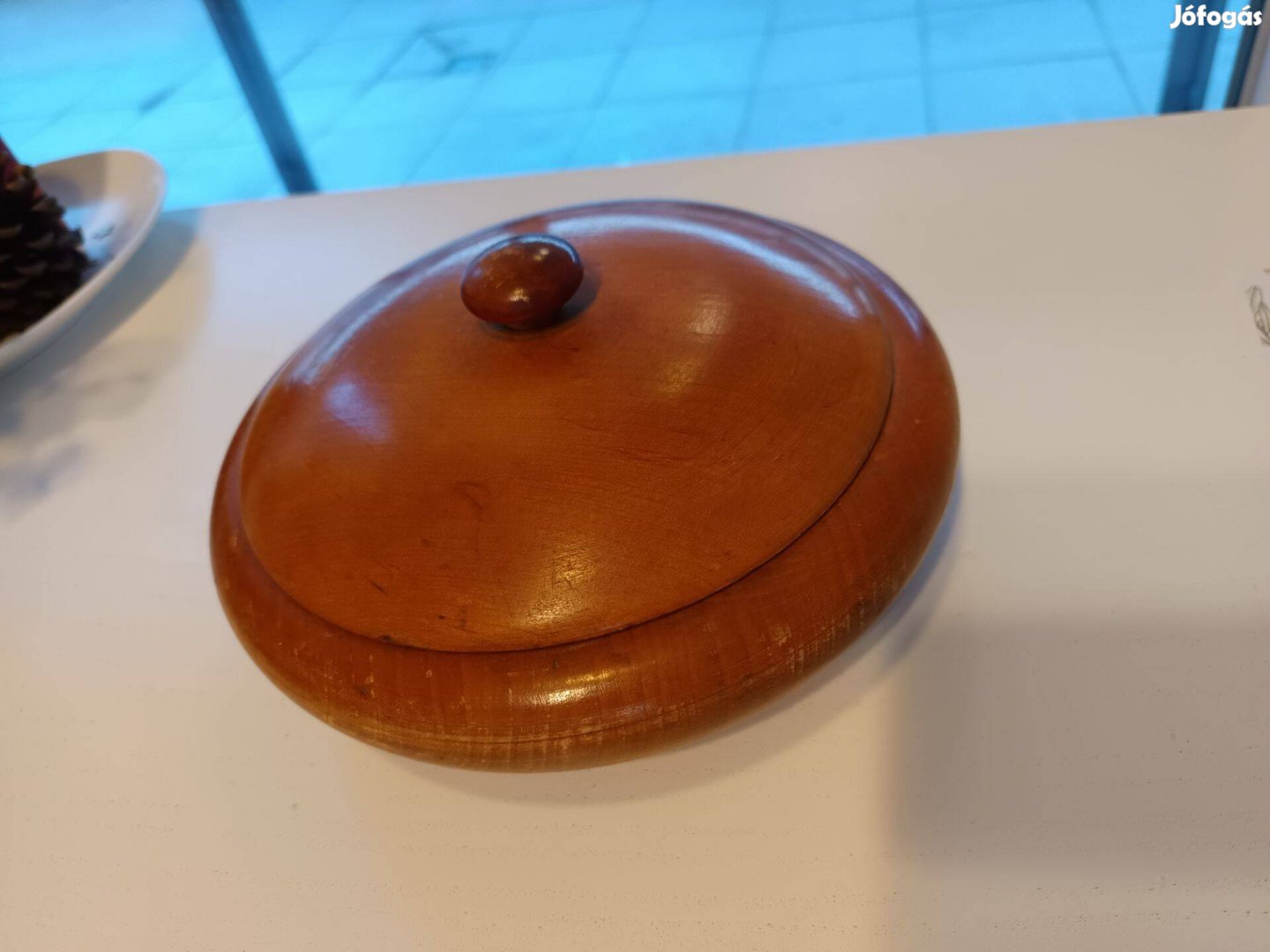 Retro likőrös fa pohártartó hát pohárral