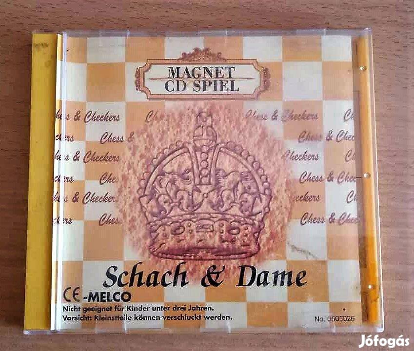 Retro mágneses úti sakk és dáma, CD forma tokban. Reklám