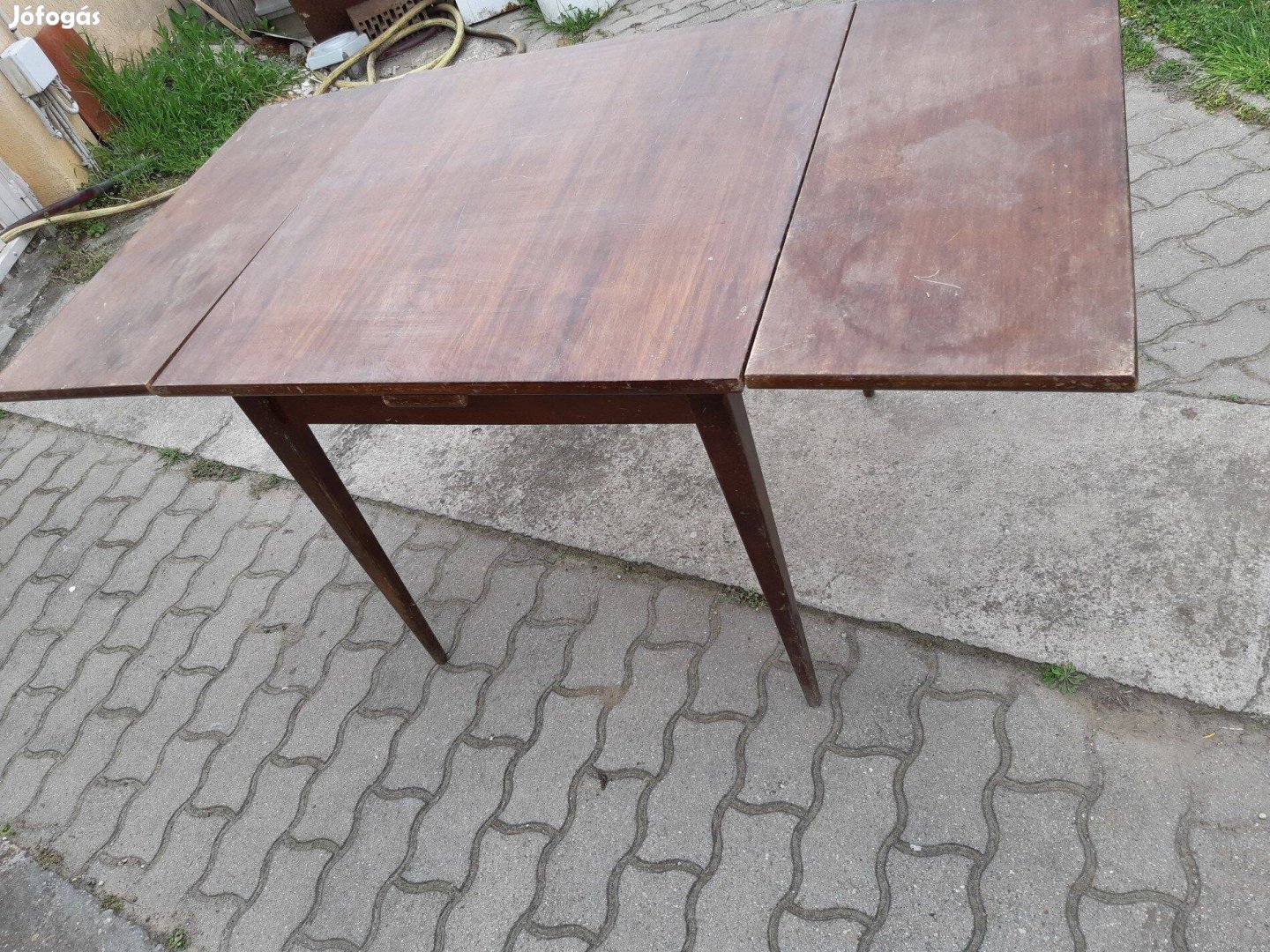 Retro magyar kihúzós asztal keményfa 150x80cm széles