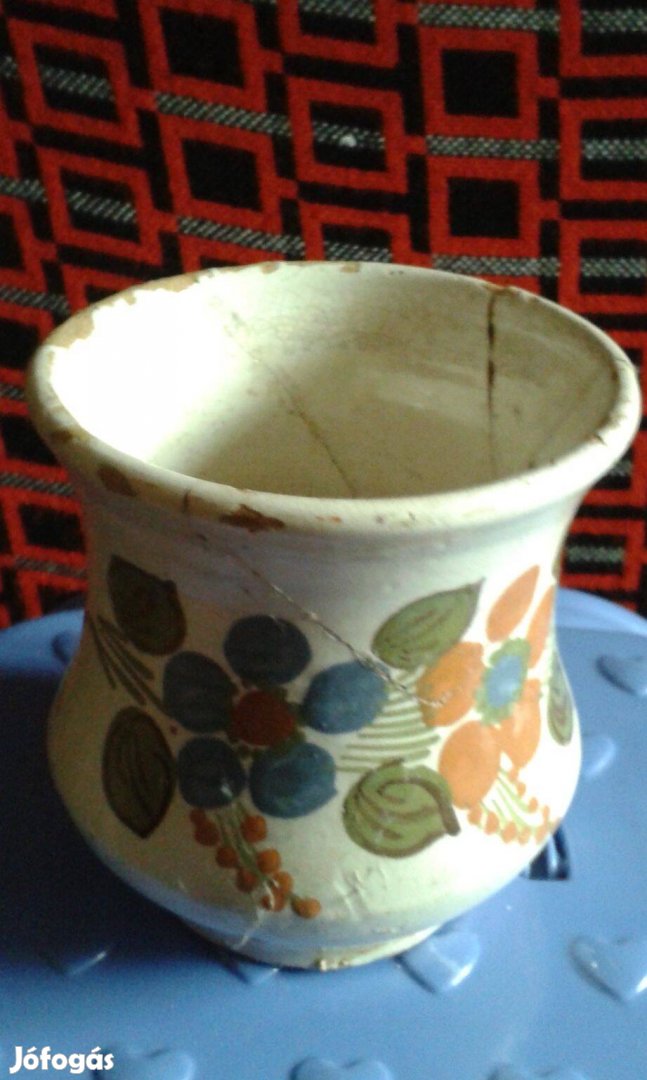 Retro mázas csupor, dísztárgy kerámia váza