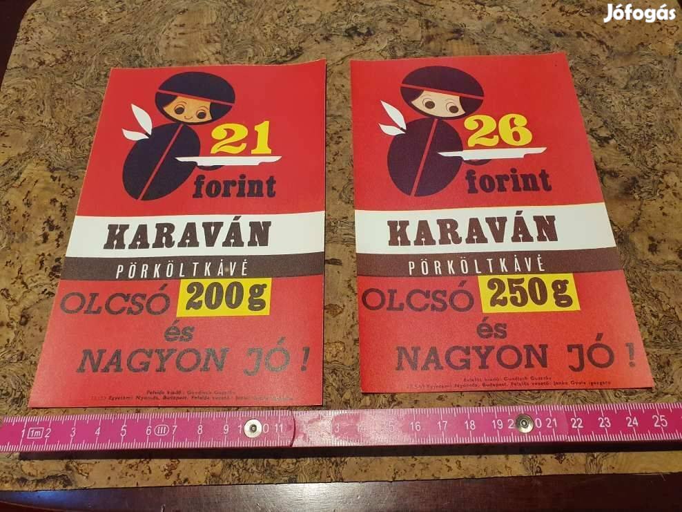 Retro nagyméretű karaván kávés címkék együtt mokka instant