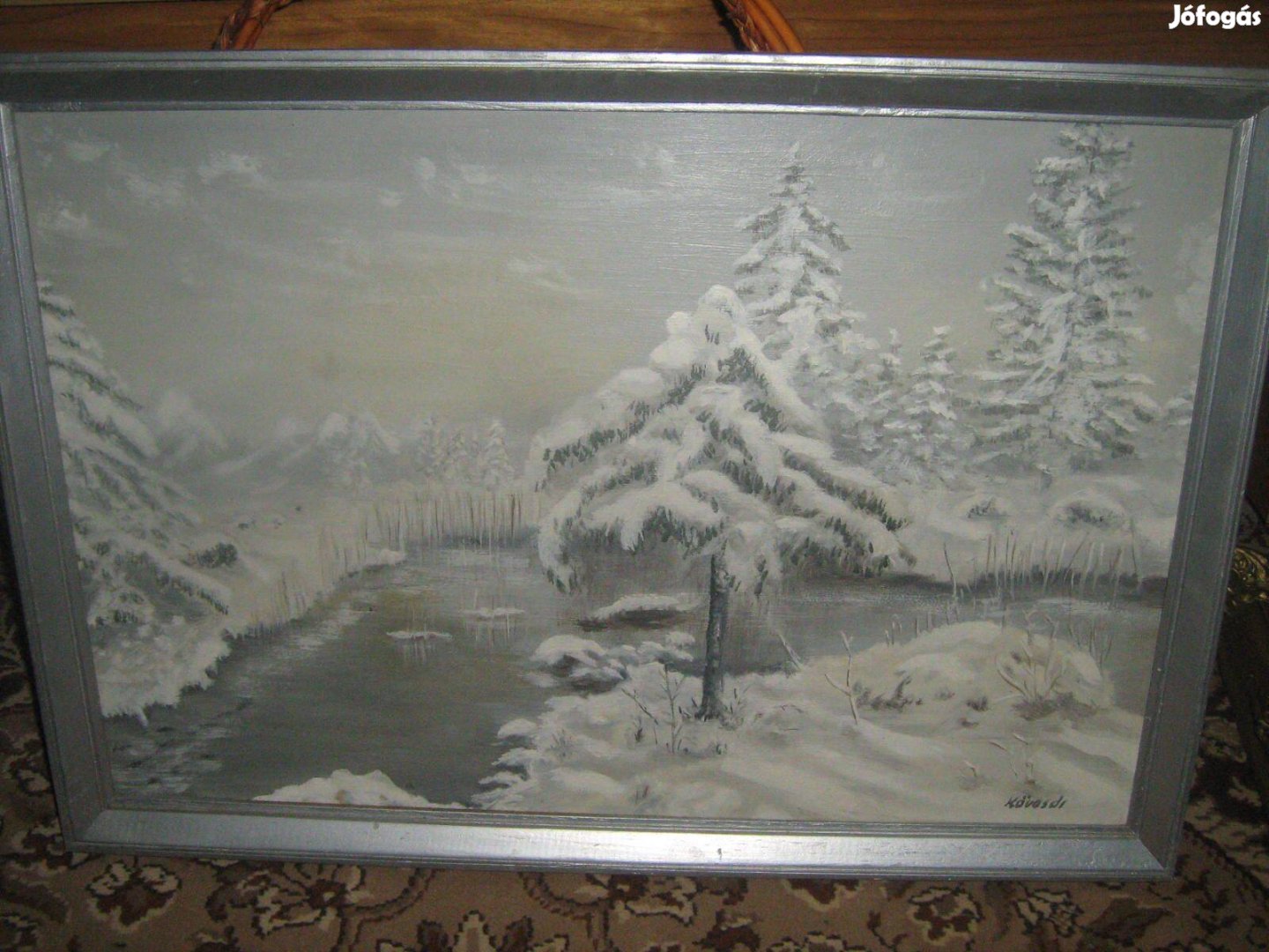 Retro olajvászon festmény Kövesdi János 1989