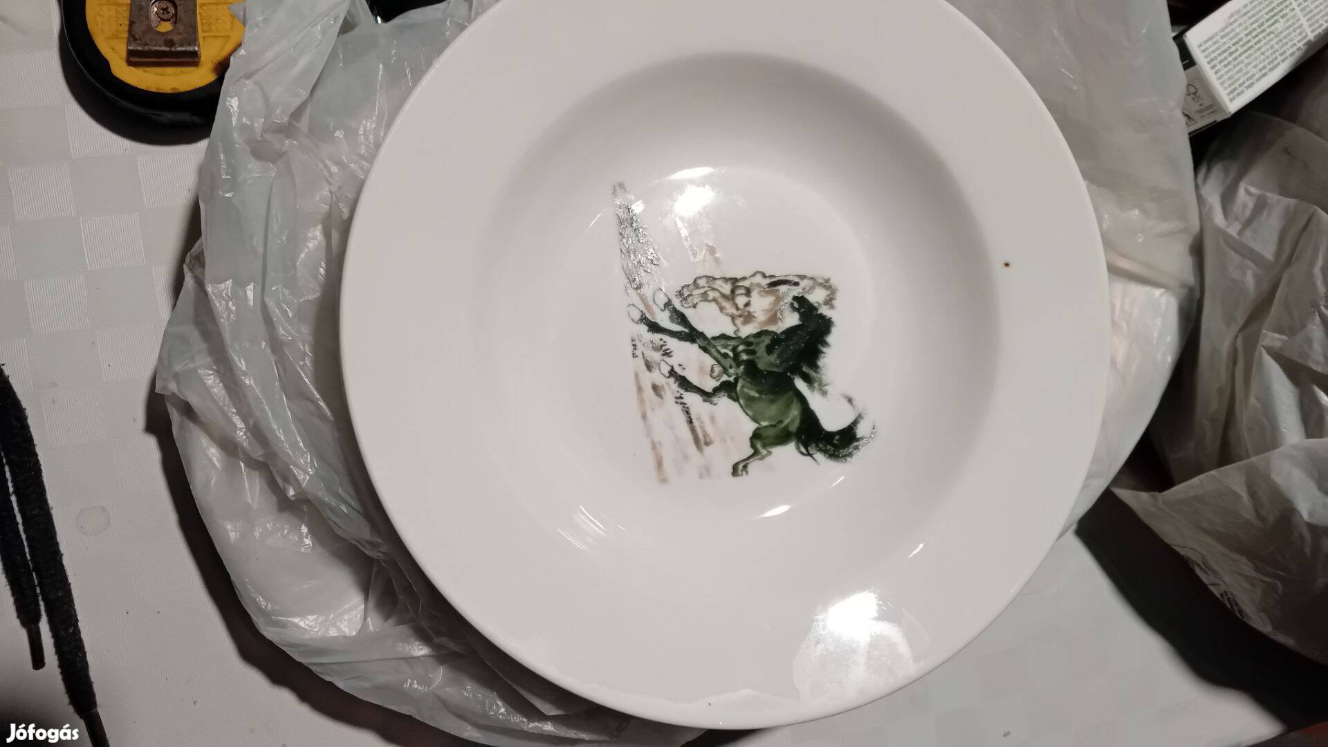 Retro porcelán lovas tál tányér tálca