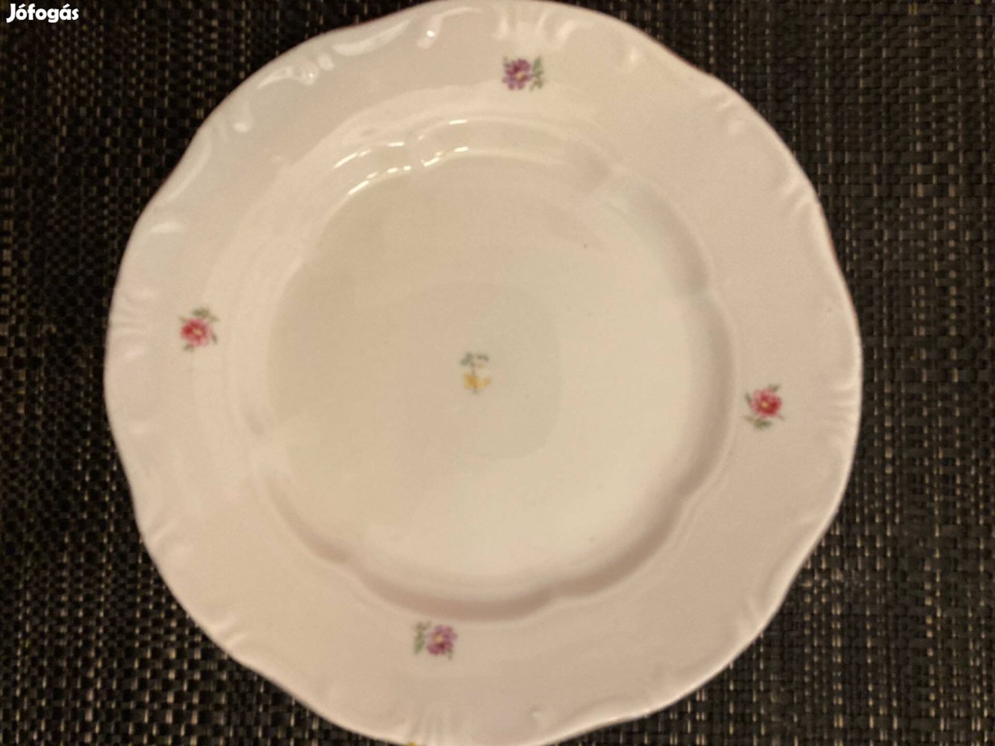 Retro régi 2db Zsolnay porcelán virágos lapos és kistányér együtt