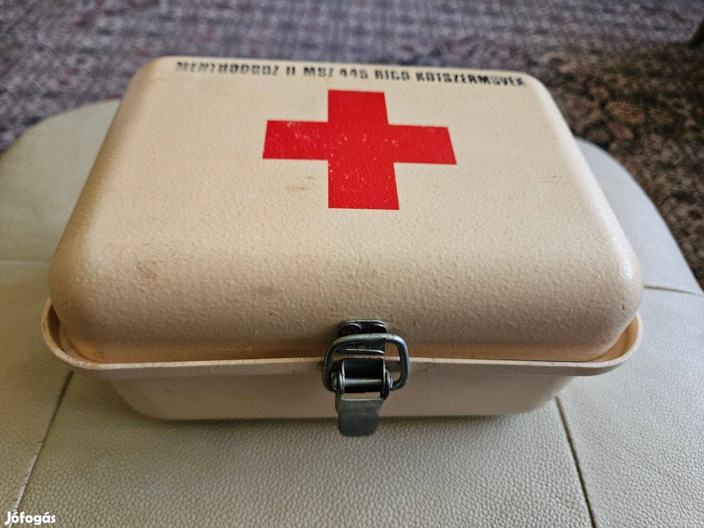 Retró régi Elsősegély doboz Mentődoboz MSZ 445 Rico Kötszerművek