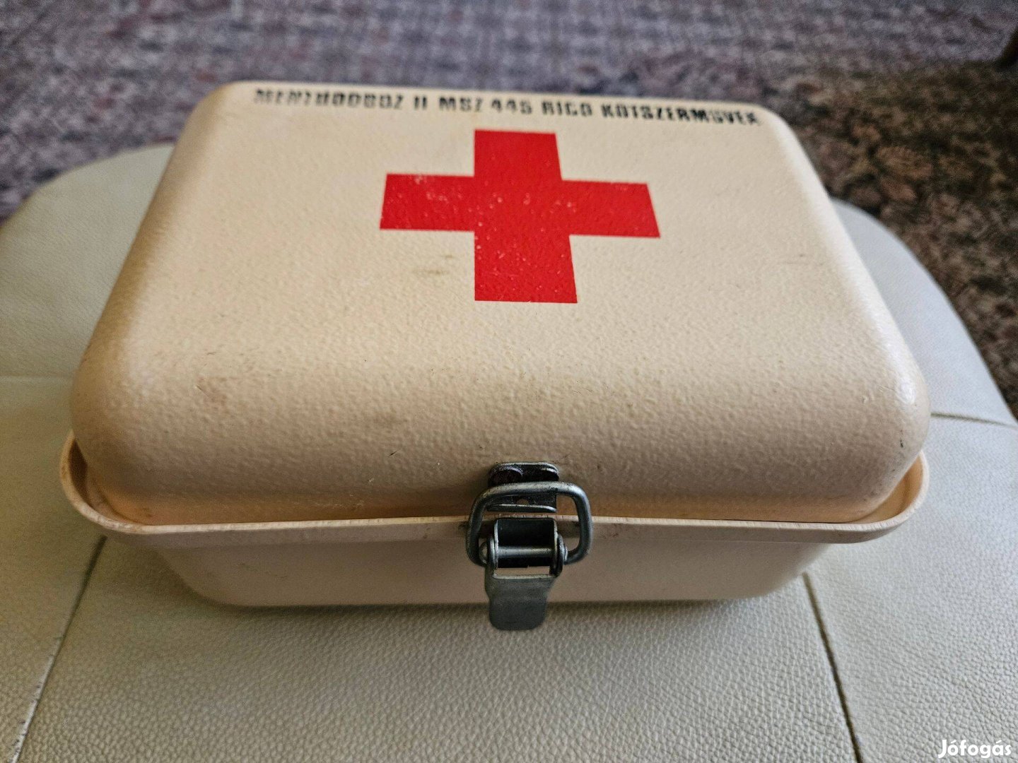 Retró régi Elsősegély doboz Mentődoboz MSZ 445 Rico Kötszerművek műany