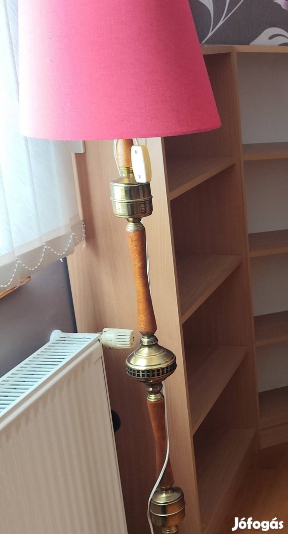 Retró rézfa álló lámpa,modern búraval