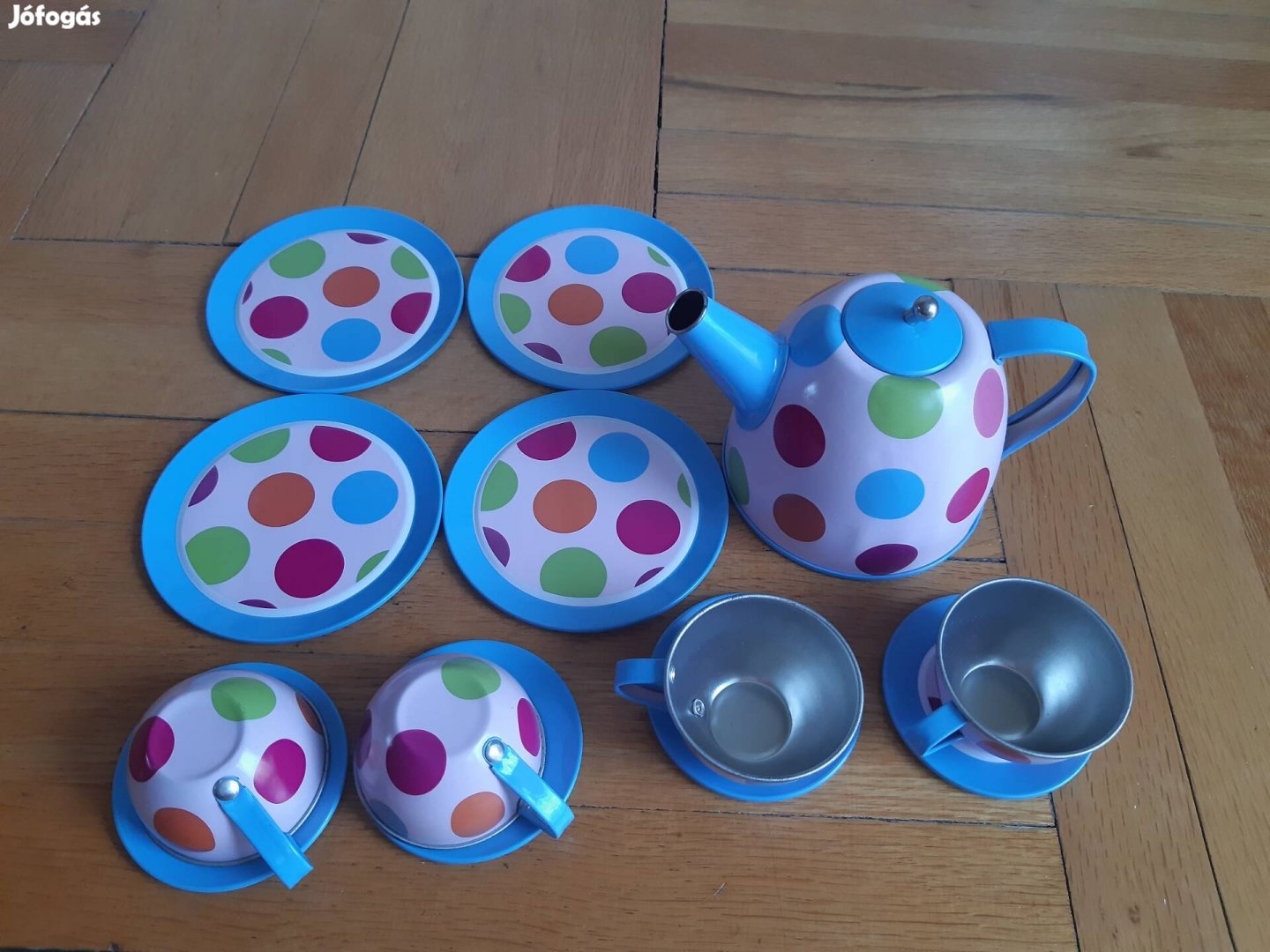 Retro stilusú fém gyerek kávéskészlet, teáskészlet