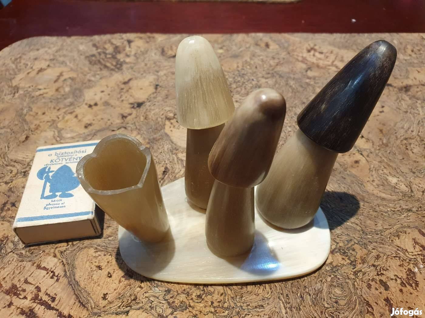 Retro szaru gombás gyertyatartó tolltartó szocreál kádár