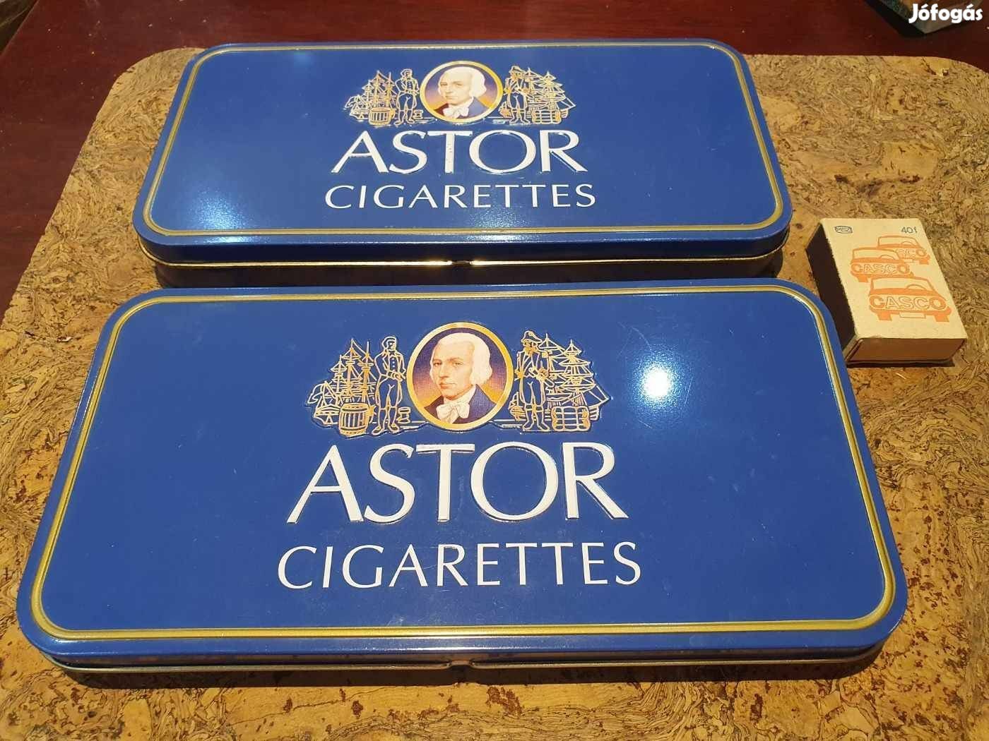 Retro szép állapotú Astor pléh cigarettás dobozok dohányárú trafikárú