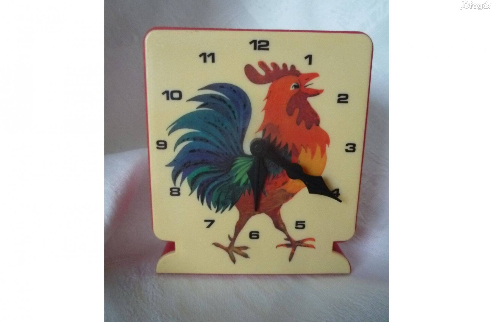 Retro színes műanyag kakasos óra persely