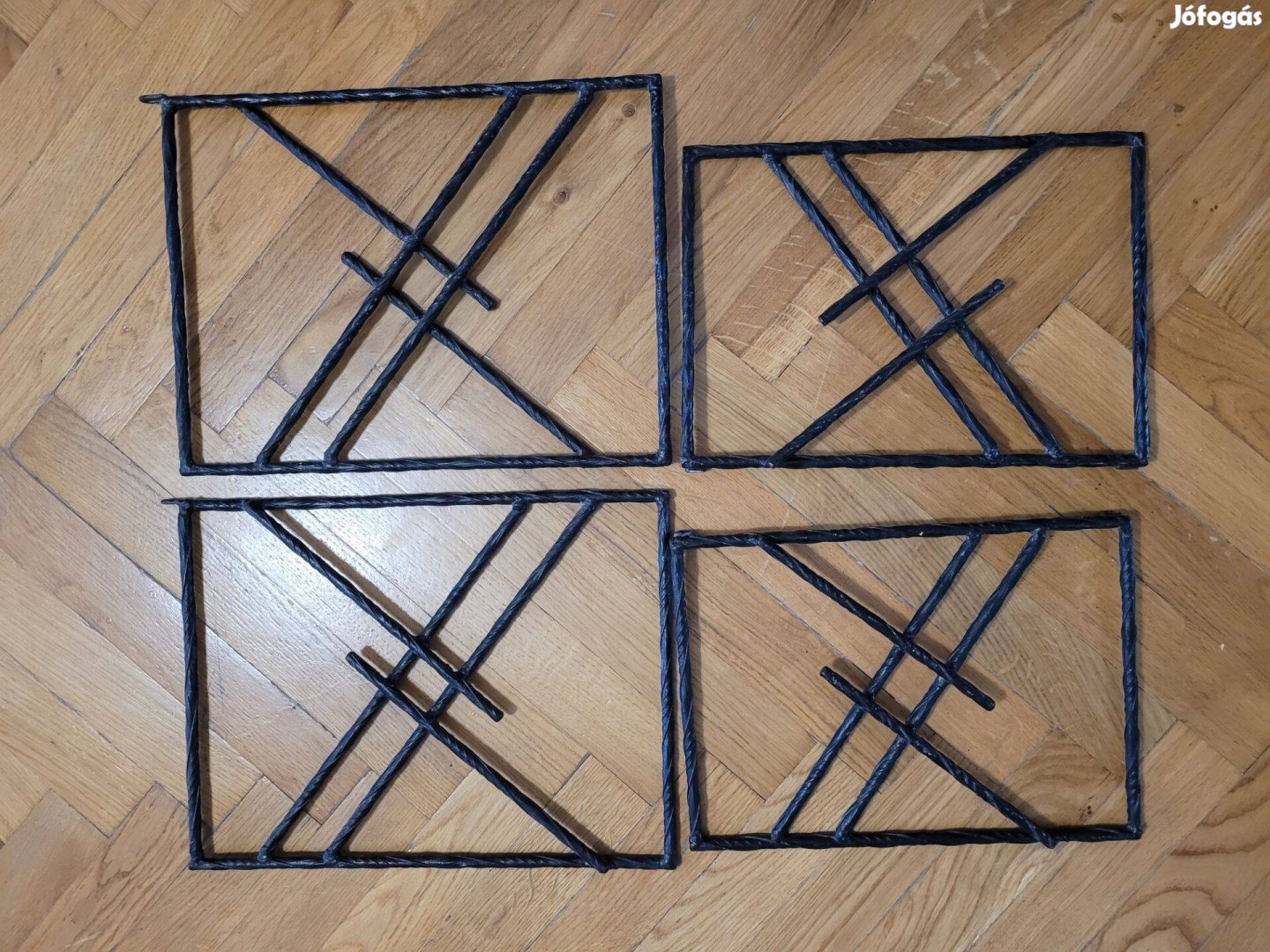 Retro szögvas / vas polctartó konzol pár (azaz 2darab), fekete 34x26cm