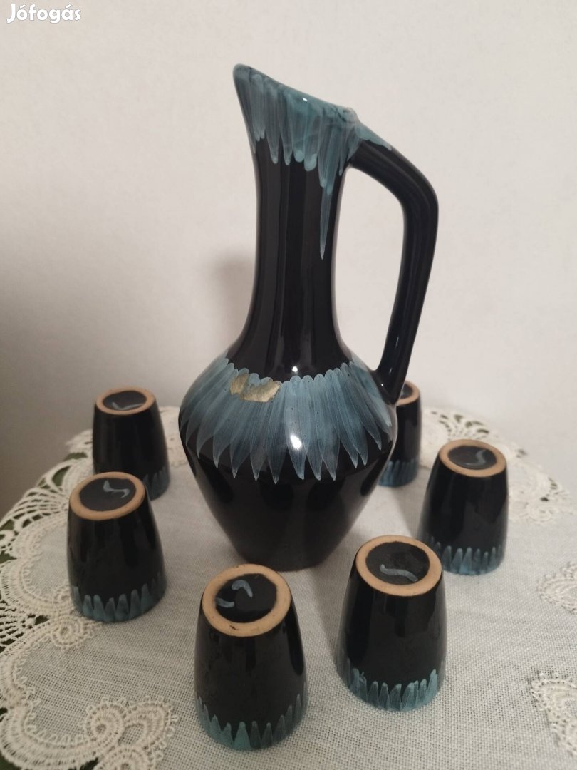 Retro szombathelyi keramia palinkas készlet