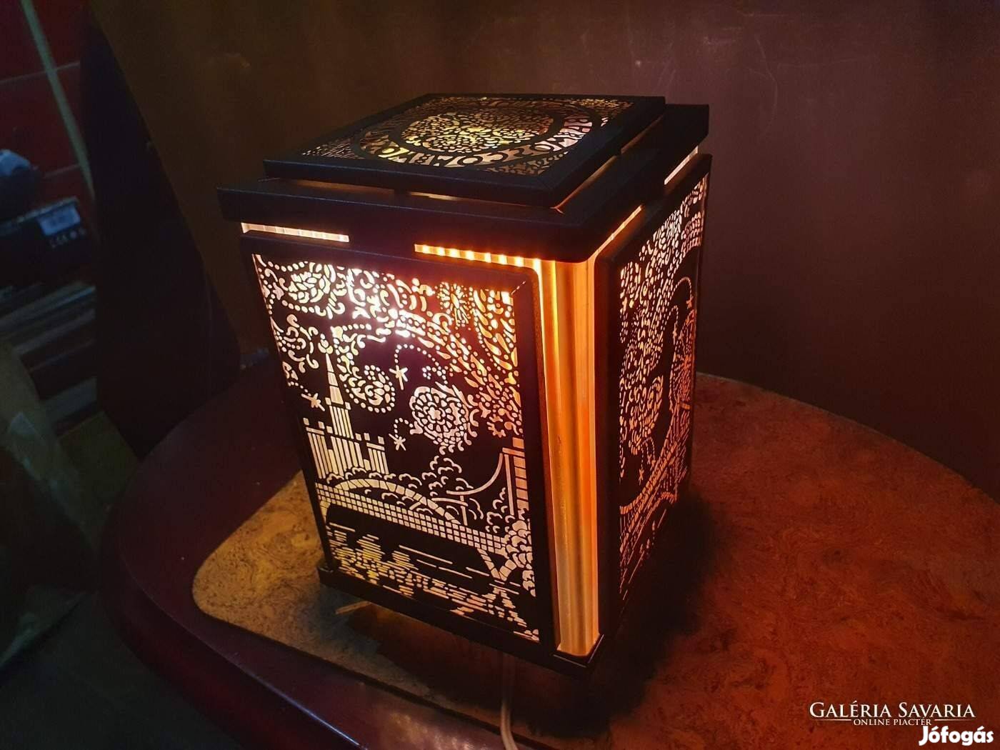 Retro szovjet varázslatos forgó asztali lámpa fém és üveg