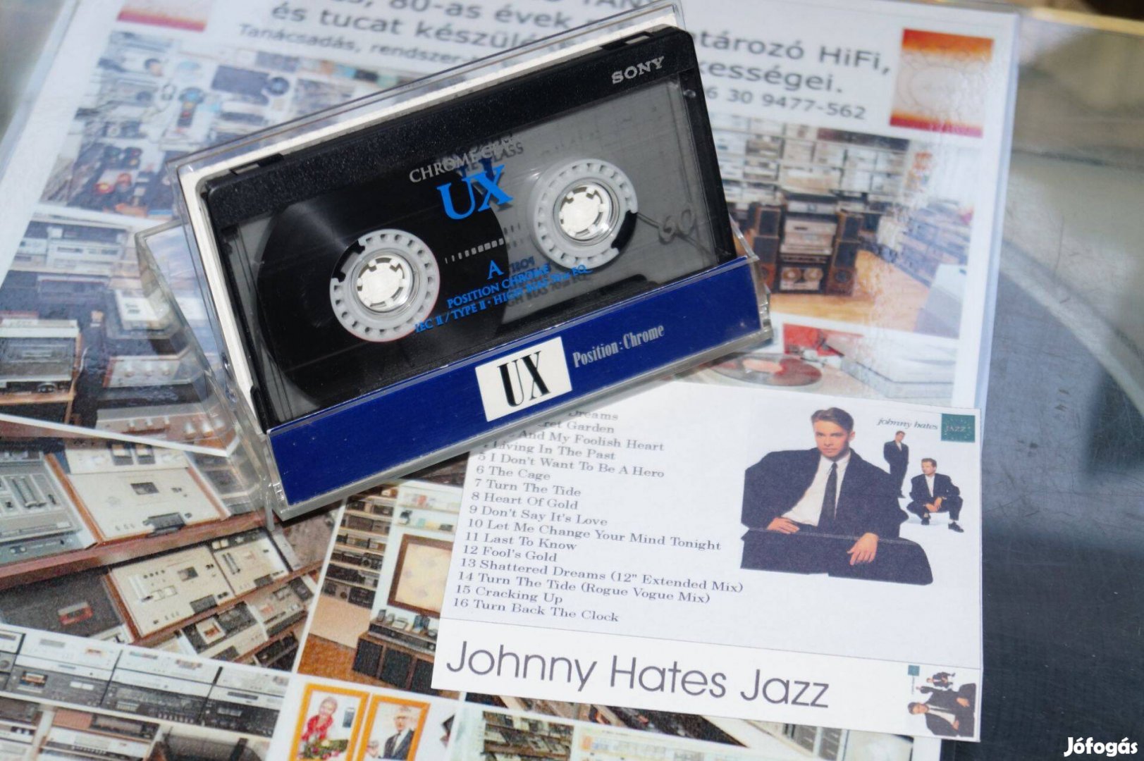 Retró tanya Sony UX chrom kalibrált magnó kazetta Johnny Hates Jazz